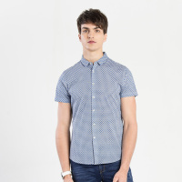 奔狼swsport夏季男士方领短袖印绣花衬衫