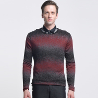 奔狼swsport男士休闲圆领长袖针织衫（酒红）