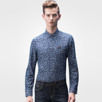 奔狼swsport男士潮流印花长袖衬衫