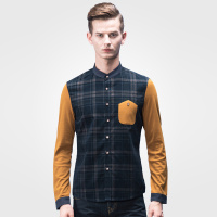 奔狼swsport男士长袖格纹衬衫