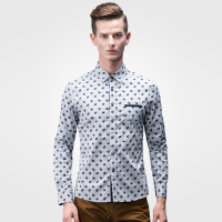 奔狼swsport男士休闲印花长袖衬衫