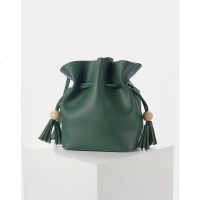 Makko淑女流苏抽拉带荷叶水桶包