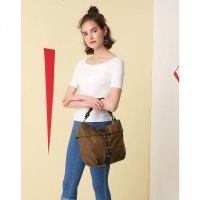 Makko女士个性防水布配牛皮单肩包