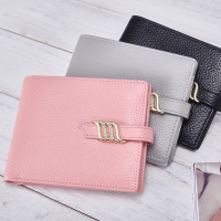 CEFIRO/塞飞洛牛皮时尚大容量女钱包韩版搭扣简约短款女士钱夹薄