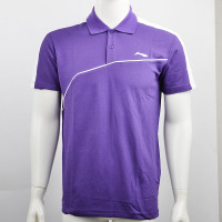 李宁（LI-NING）短袖半袖T恤男POLO衫透气夏季翻领针织运动服羽毛球服 APLJ733 紫色