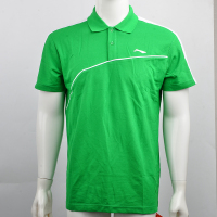 李宁（LI-NING）短袖半袖T恤男POLO衫透气夏季翻领针织运动服羽毛球服 APLJ733 绿色