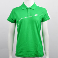 李宁（LI-NING）短袖半袖T恤女POLO衫透气夏季翻领针织运动服羽毛球服 APLJ512 绿色