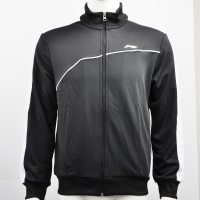 李宁（LI-NING）运动服男子训练运动透气开衫运动男外套羽毛球服 AWDJ951 黑色