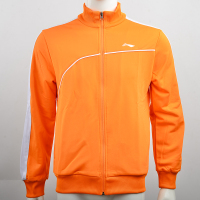 李宁（LI-NING）运动服男子训练运动透气开衫运动男外套羽毛球服 AWDJ951 橙色
