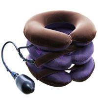 何浩明充气式颈托保护劲部拉伸颈椎护颈带按摩颈椎牵引器男女家用 绒面亲肤版