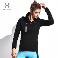 美国HOTSUIT后秀新款保暖运动卫衣女连帽修身跑步运动外套
