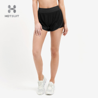 美国HOTSUIT后秀女款塑形系列运动梭织假两件短裤瑜伽健身短裤