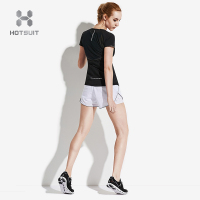 美国HOTSUIT后秀女款塑形系列运动梭织假两件短裤