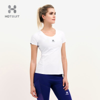 美国HOTSUIT运动T恤女2018夏季新款健身弹力透气运动短袖修身上衣