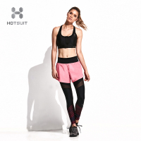 美国HOTSUIT后秀女子假两件运动裤紧身裤弹力健身裤高腰跑步长裤