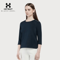 美国HOTSUIT运动七分袖女2018夏季新款短袖T恤圆领透气运动上衣女