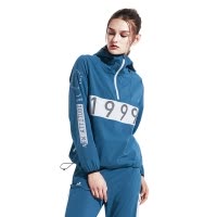 美国HOTSUIT后秀新款女长袖发汗服半开襟连帽运动外套上衣套头