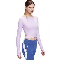 HOTSUIT后秀塑形女运动健身紧身衣一字领运动长袖短上衣镂空小蛮腰