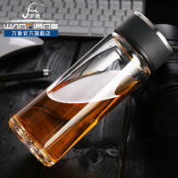 万象单层玻璃杯商务办公室茶杯透明水杯随手杯便携水杯410ml/U7