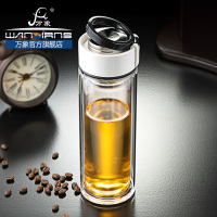 万象双层玻璃杯女士办公便携耐高温女生水杯大容量商务杯子V609S