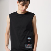 G’RSAGA黑色系休闲无袖T恤背心11623311002