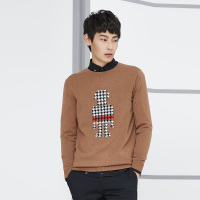 GRSAGA冬季潮流图案男式棕色系毛衫棕色系11642215212