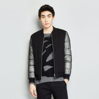 GRSAGA冬季拉链拼色男式黑色系羽绒服黑色系Y11543655B