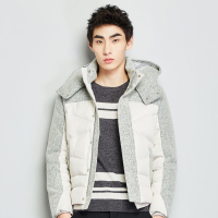 GRSAGA冬季连帽男式时尚休闲棉服灰色系A21543612D