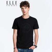 ELLEHOMME短袖T恤新款男士时尚潮流修身圆领鹰头刺绣短袖T恤