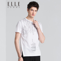ELLEHOMME男装短袖T恤男2018新款巴黎圣马丁系列时尚百搭印花T恤