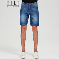 ELLEHOMME男装休闲牛仔短裤男士夏季新品纯色裤子男青年时尚潮蓝色