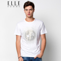ELLEHOMME男装短袖T恤男个头烫钻圆领青年T恤衫夏季新款
