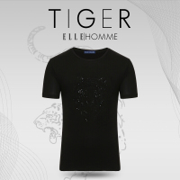 ELLEHOMME短袖T恤男18夏季官方新款时尚刺绣亮片老虎潮流圆领T恤