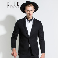 ELLEHOMME男装单西个性剪裁闪电拳头装饰金属件平驳领单西潮暗红