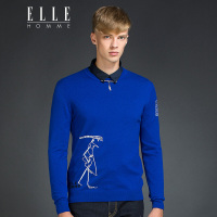 ELLEHOMME男装针织衫秋冬新款时尚圆领修身个性人物长袖毛衫