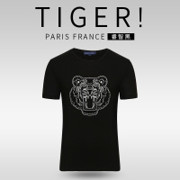 ELLEHOMME男装短袖T恤男夏季男士半袖虎头刺绣圆领情侣款T恤