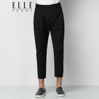 ELLEHOMME男装休闲裤男时尚松紧腰小脚口青年休闲九分裤春夏新款