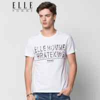 ELLEHOMME男装短袖T恤男个性字母印花圆领短袖T恤衫夏季新款