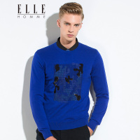 ELLEHOMME男装针织衫秋冬新款时尚圆领立体剪裁个性绣花毛衫