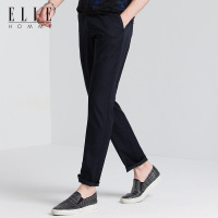 ELLEHOMME休闲裤男2018春夏新款时尚潮流侧袋绣花直筒休闲长裤