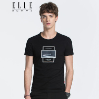 ELLEHOMME男装短袖T恤男士夏季新款胶印加网布定位印花男青年T恤
