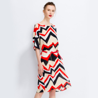 千柏年杭州真丝连衣裙女2018新款气质欧美时尚收腰正品桑蚕丝长裙