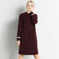 千柏年羊毛连衣裙女2018新款显瘦针织打底衫套头宽松半高领毛衣女