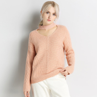 千柏年羊毛衫女2018短款时尚针织衫潮v领打底衫女围脖毛衣宽松