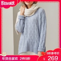 千柏年100纯羊毛衫冬季圆领女士打底针织衫时尚保暖纯色毛衣