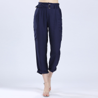 阔腿裤女2018春夏新款韩版百搭宽松雪纺休闲直筒系带九分高腰女裤