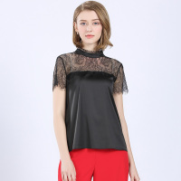 夏季新款女士t恤性感蕾丝花边雪纺上衣女装