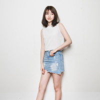 MolaLuna2018夏季无袖女士新款雪纺衫衬衫 女