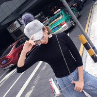 MolaLuna2018秋季新品收腰韩版显瘦中袖高领打底衫针织衫女士