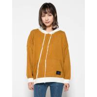 MolaLuna2018秋季新品黄白撞色连帽套头针织衫女士